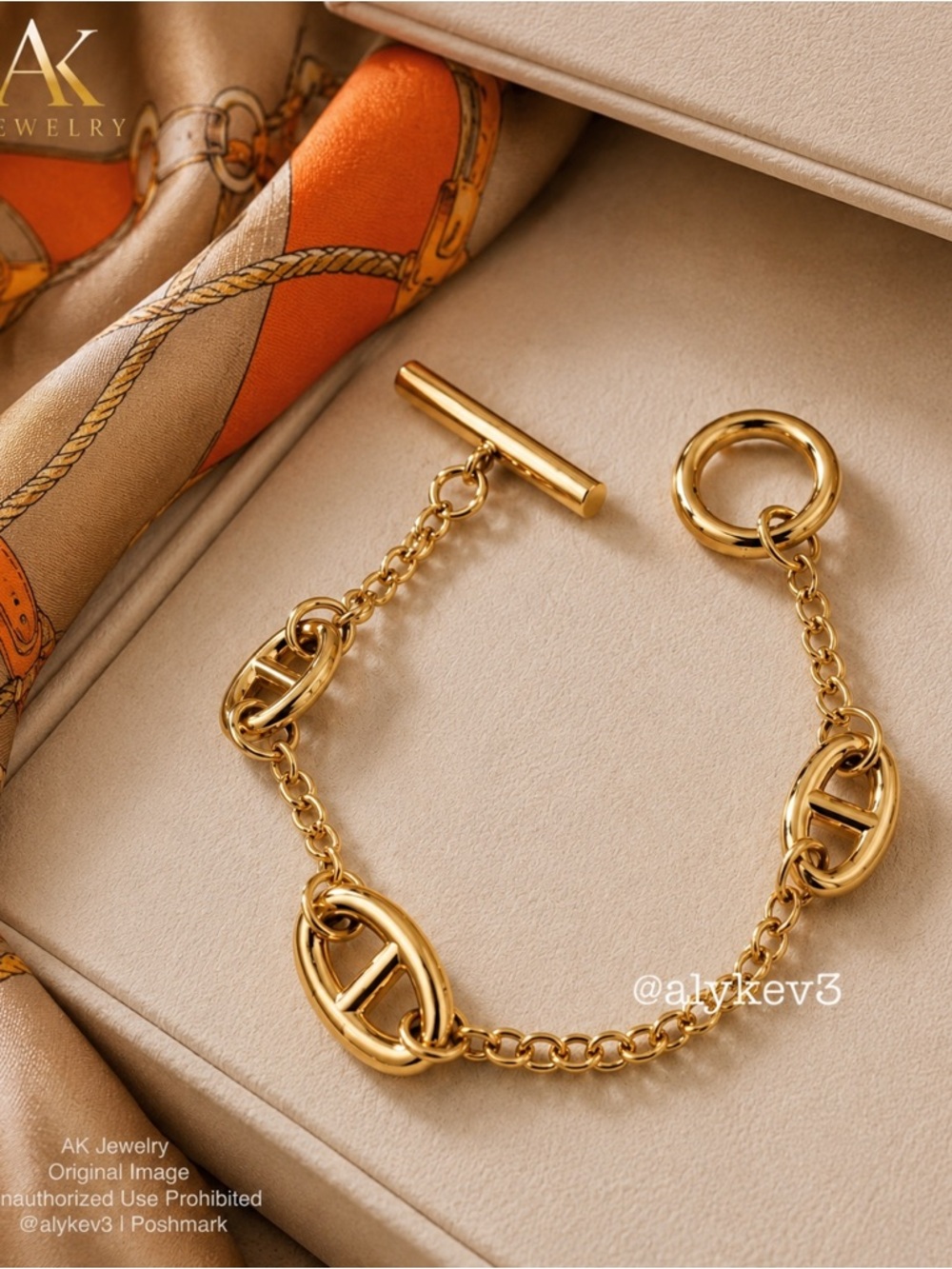 💎LUXURY 18K Gold Plated Toggle Link Bracelet – Elegant Statement Chain Bracelet
